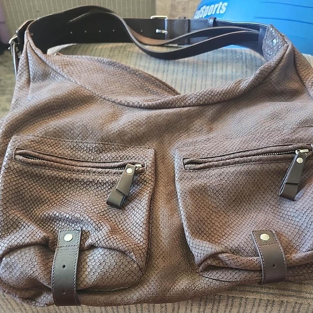 Furla Brown Textured Shoulder Bag